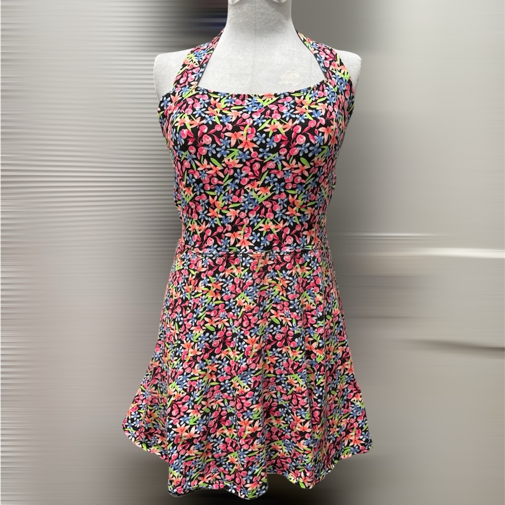 Vintage Citrus Floral Halter Dress